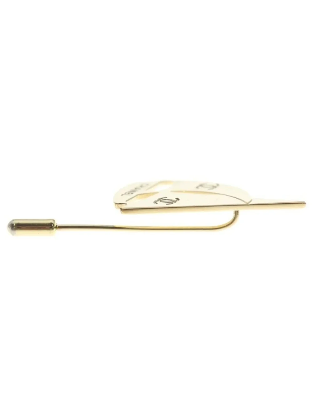 Chanel CC Logo Yacht Pin Badge Brooch Gold